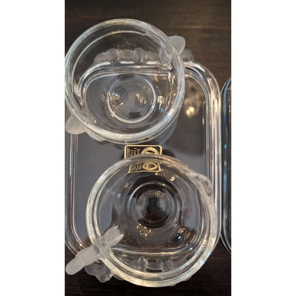 3 Vintage Mikasa Walther-glas Satin Rose Crystal Butter Creamer Sugar Set German - Picture 4 of 5
